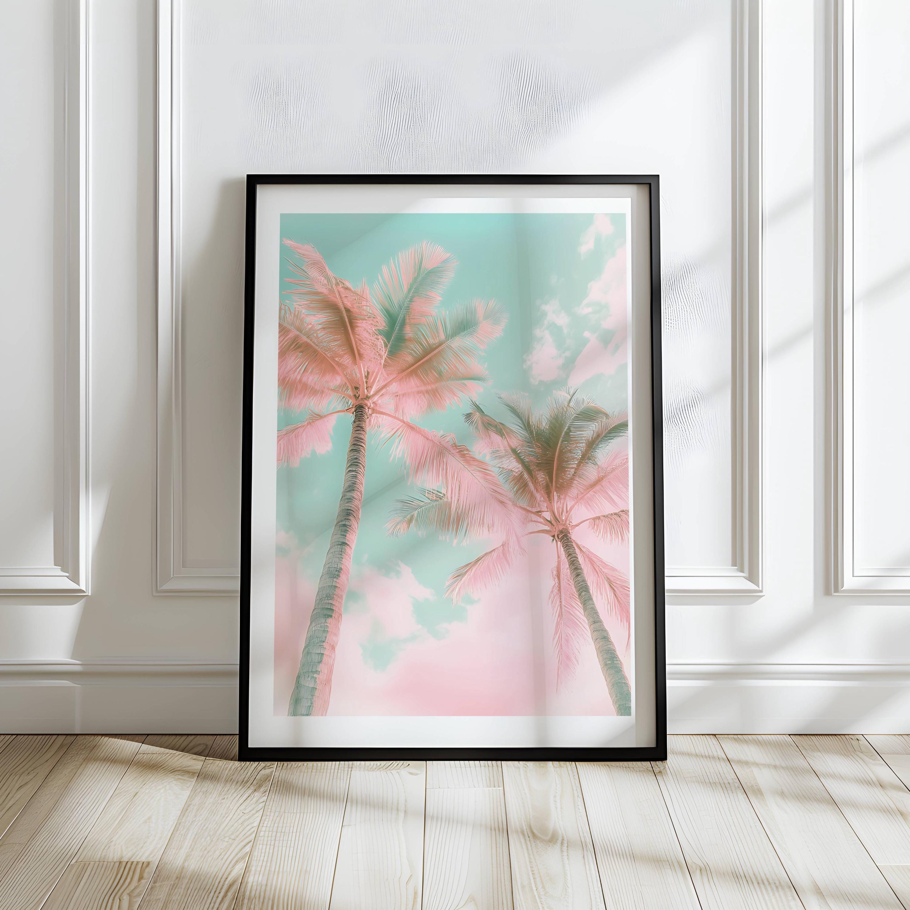 Photo inspiration: Tropical Escape Palm Tree Painting In Pink Tones Vibrant Wall Photo Inspiration