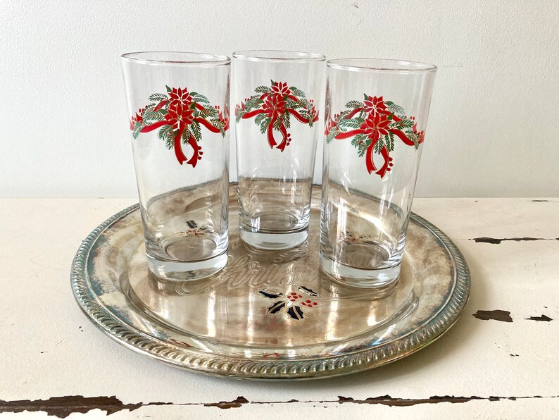Set of Three Vintage Christmas Glasses