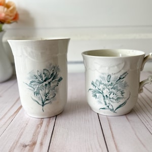 Antique Ironstone Toothbrush Holder and Mug Set