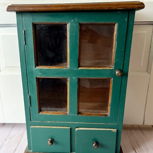 Vintage Forest Green Wooden Cabinet