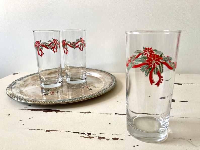 Set of Three Vintage Christmas Glasses