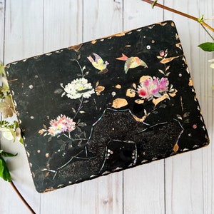 Vintage Black Wooden Lacquered Box