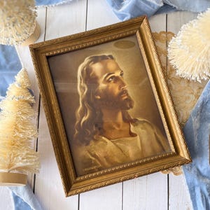 Vintage Gold Framed Jesus Lithograph