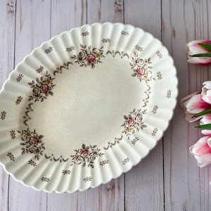 Vintage J & G Meakin “Chatsworth” Scalloped Oval Floral Platter