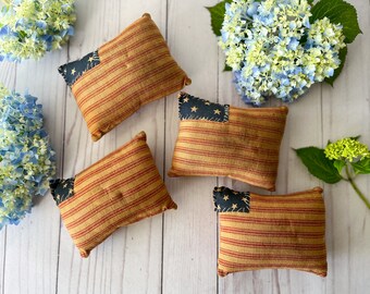 Set of Four Handmade Vintage American Flag Pillows