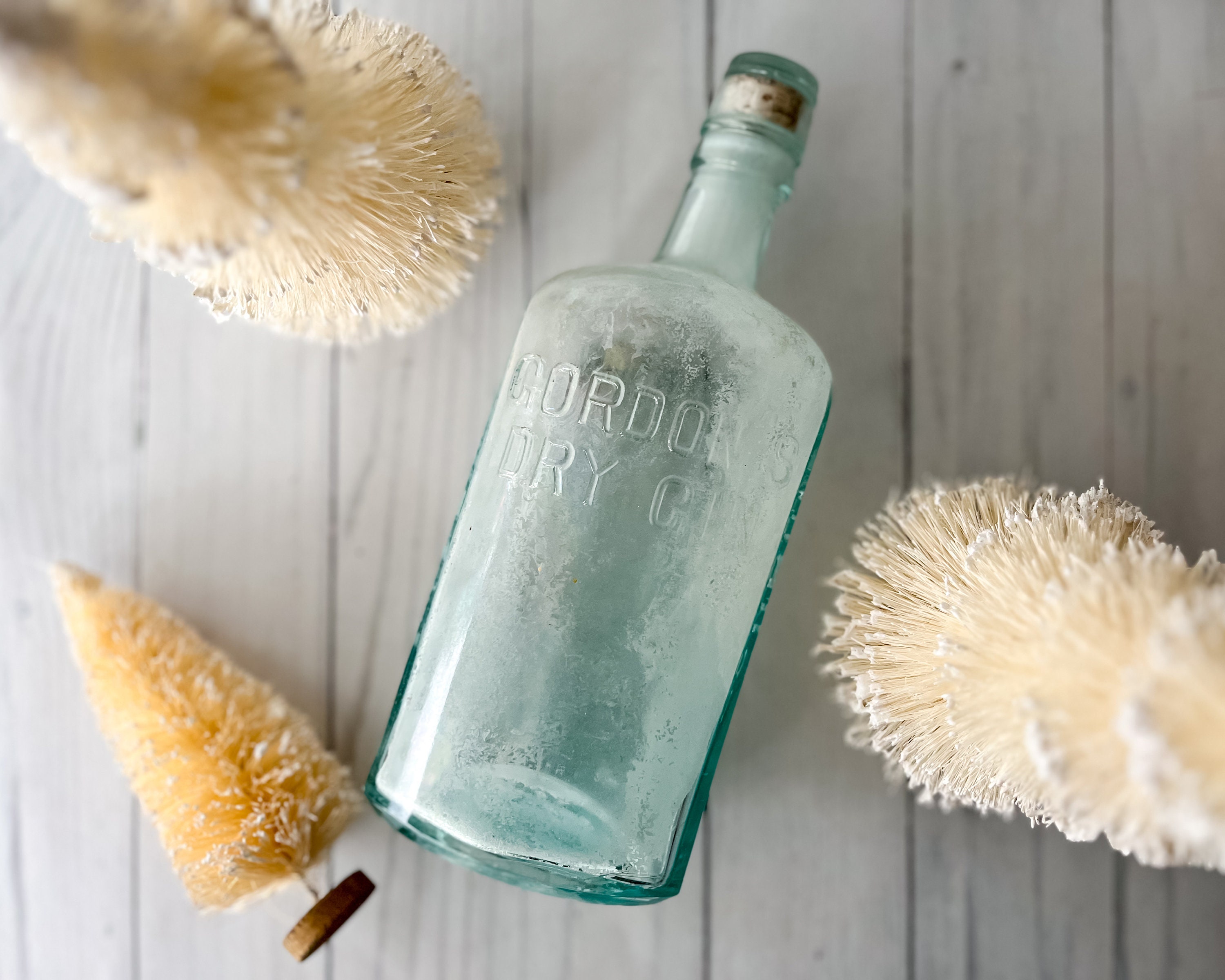 Vintage Gordon's Dry Gin Aqua Glass Bottle With Stopper - Etsy