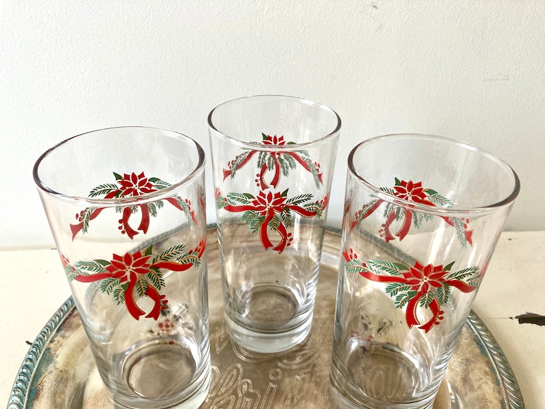Set of Three Vintage Christmas Glasses