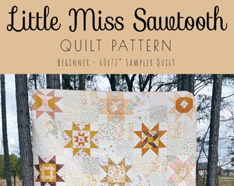 Custom Little Miss Sawtooth Quilt Label - Meander + Make