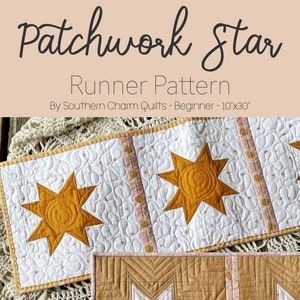 Patchwork Star Runner Pattern - Beginner Quilter - PDF download