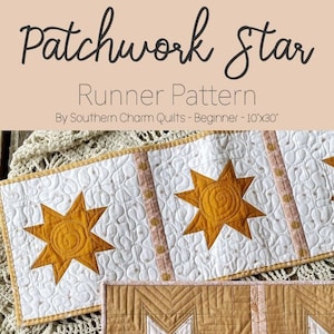 Patchwork Star Runner Pattern - Beginner Quilter - PDF download