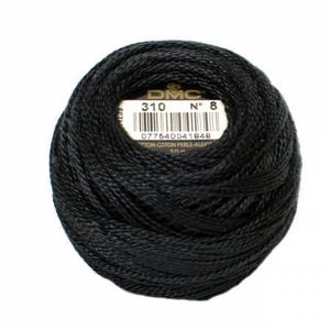 May include: A black ball of DMC embroidery floss with a white label that reads "DMC N° 8 310 077540041848 COTTON-COTON PERLE-ALGODE 100%"
