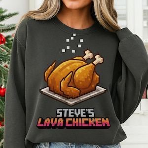 Lava Chicken PNG, Retro Gamer Shirt Design, Lustiges Pixel Block Game Tee, Meme Viral Chicken, Steve Pixel Gaming Boys, Videospiel Fan Geschenk
