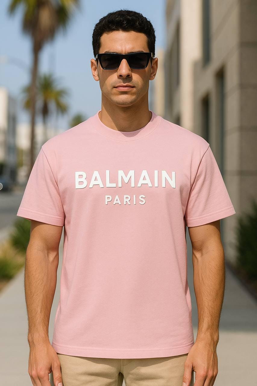 Vintage Balmain White Logo T-shirt, Retro Luxury Streetwear