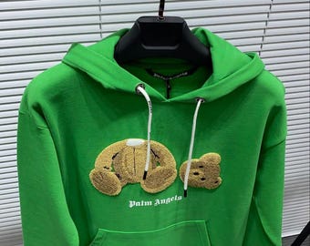 Palm Angels pulover hoodie ,Cotton ,teddy bear embroidered logo on the front unisex hoodie