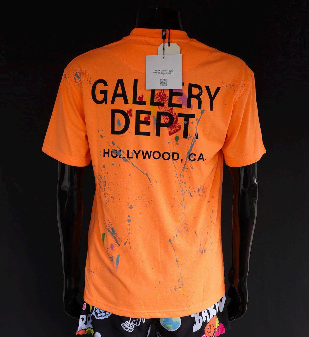 Gallery Dept Orange T-shirt, Print Logo, Streetwear (size M