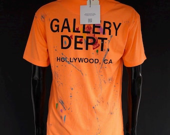 Gallery Dept Orange T-shirt, Print Logo, Streetwear (Größe M)