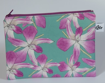 Purple orchid padded zipper pouch