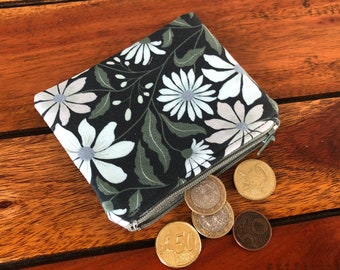 Grey and black floral mini pouch, coin purse