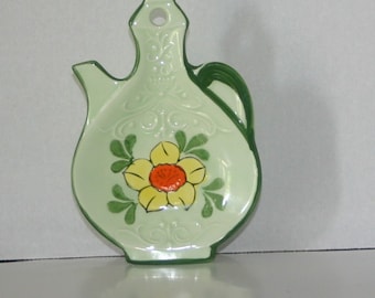 vintage tea pot spoon rest Japan vintage tea bag holder retro kitchen decor garden party cottage decor vintage kitchen tea supplies floral