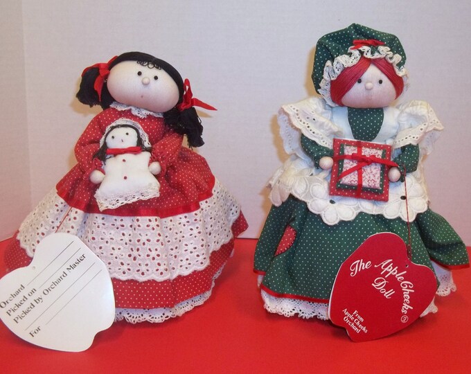 Vintage Christmas Dolls Two Dolls Vintage Apple Cheeks Dolls Etsy