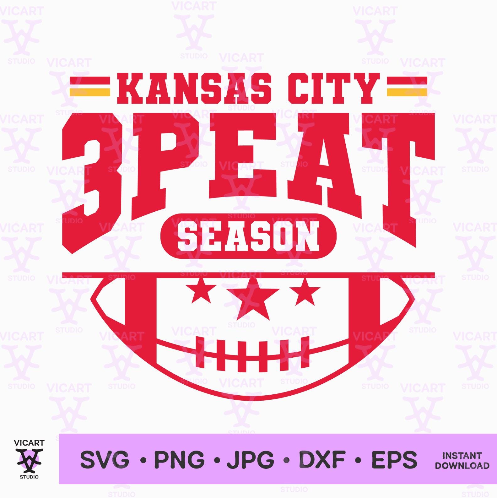 Three Peat Season svg png, Retro, Football, Recreational Sports, Sublimation, Kansas City Football Super Bowl Champions, Chiefs football svg