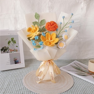 Handmade Crochet Bouquet - Rose/Tulip/Daisy Perfect for Wedding Bridal Bouquet, Anniversary, Mother&#39;s Day, Birthday Gift, Gifts for Her