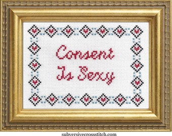 Subversive Cross Stitch Kit: Consent Is Sexy
