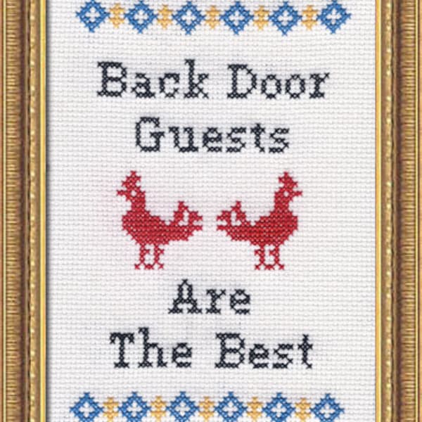 Subversive Cross Stitch PDF pattern: Back Door Guests Are Best