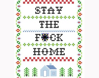 Subversive Cross Stitch Kit: Stay The F*ck Home