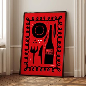 The World Graphic Art Red Wine Poster Western Desert Design Kitchen Salt Pepper Sage Food Trendy Cowboy Digital Spanish Inspired Print