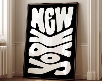 Groovy New York City Art Print: Retro NYC Typography (Digital Download)