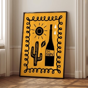 The Sun Poster Instant Download Graphic Art Wine Digital Print Western Desert Design Kitchen Wall Decor Minimalist Trendy Minimalist
