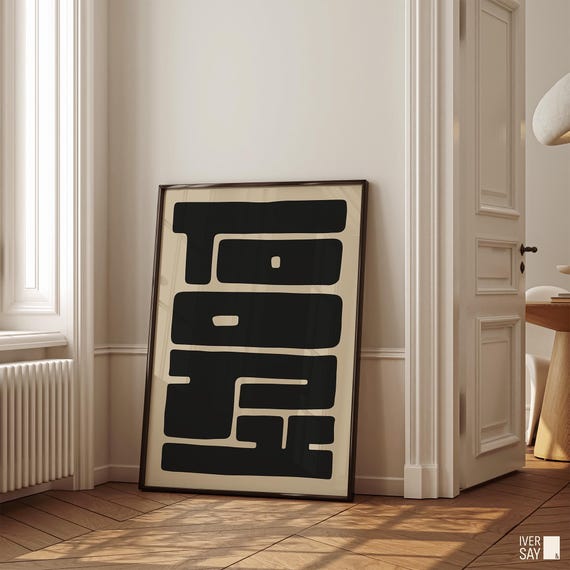 Minimalist Tokyo Art Print: Black Beige Abstract Geometric (Digital Download)