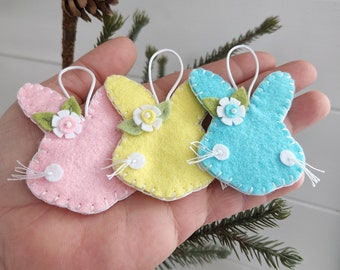 Felt Easter Ornaments | Pastel Easter Bunnies | Minimalist