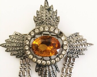 Silver & Amber Pin