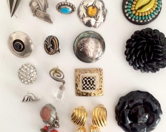 Assorted Silver, Ceramic, Costume Earring Pairs & Singles