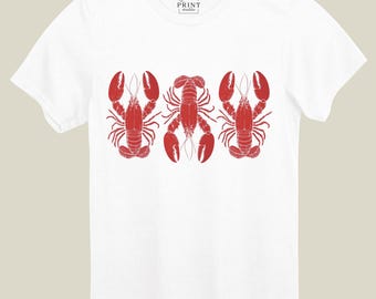 Minimalist Lobster Graphic T-Shirt: Coastalcore Red Lobster Design