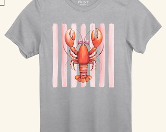 Pink Coquette Lobster T-Shirt: Coastal Summer Beachwear