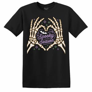 Skelett Hände Herz Halloween T-Shirt, Gruseliges Saison Grafik T-Shirt