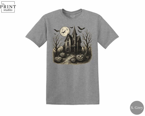 Halloween Witch Haunted House Shirt, Spooky Halloween Graphic Tee, Cute Fall Haunted House T-Shirt, October Witch Gift, Cozy Spooky Top