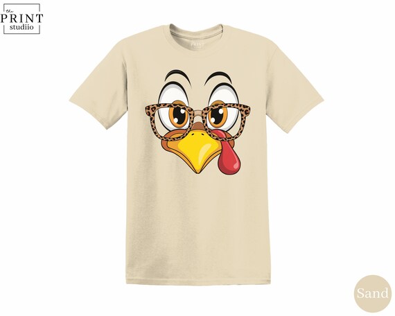 Funny Turkey Face T-Shirt, Cartoon Thanksgiving Humor Graphic Tee