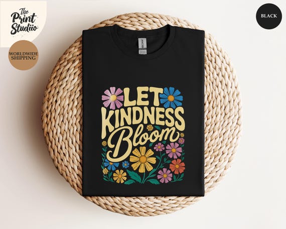 Kindness Bloom T-Shirt: Retro Flower Graphic, Positive Vibes
