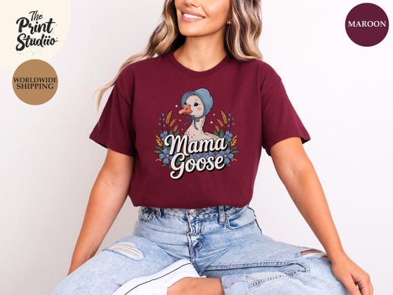 Mama Goose Shirt, Cute Graphic and Text Design for Moms, Adorable Mothersday Gift Tee, Fun Animal-Inspired Top for Women and Mothers