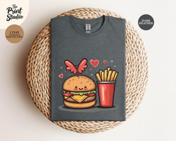 Hamburger Love Unisex T-Shirt: Funny Foodie Valentine's Day Tee