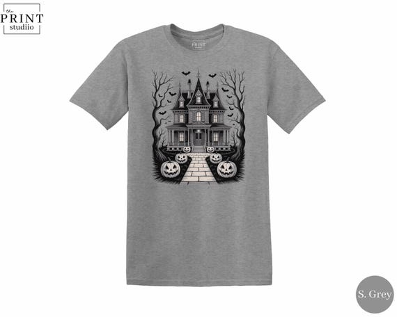 Haunted House Halloween Shirt: Spooky Ghost & Pumpkins Tee