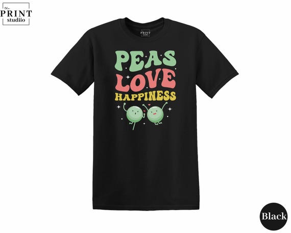 Peas Love Happiness T-Shirt | Cute Veggie Pun Tee | Boxy Fit 100% Cotton
