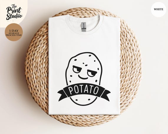 Potato T-Shirt Funny Hand Drawn Meme Design Simple Sarcastic Humor Tee Quirky Minimalist Joke Shirt Dumb Irony Gift Low Effort Win