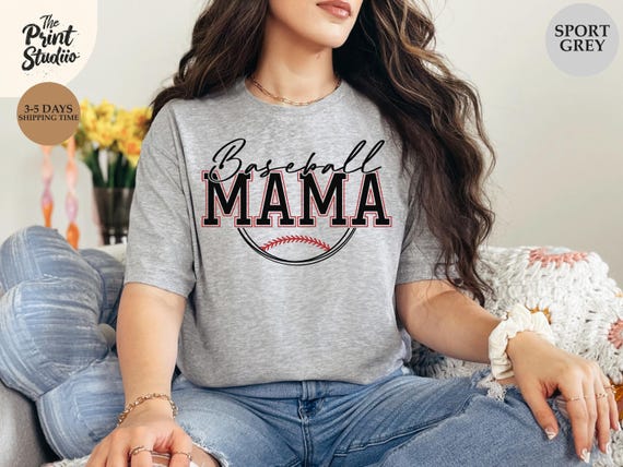 MAMA Baseball T-Shirt, Sports Mom Graphic Tee, Cute Baseball Theme Shirt, Proud Baseball Mama Apparel, Game Day Mom Gift