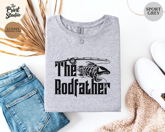 The RodFather T-Shirt Funny Fishing Dad Shirt Parody Tee Gift for Fisherman Father’s Day Shirt for Angler Dad Outdoor Graphic Tee