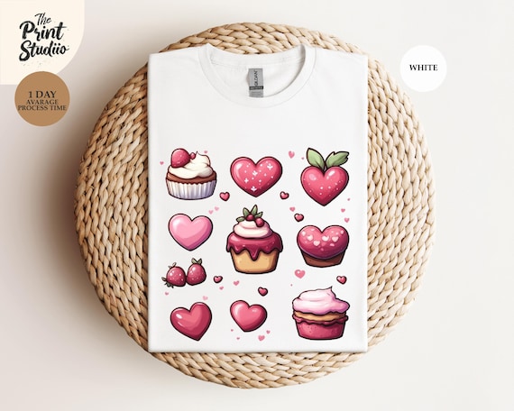Hearts and Muffins Valentine T-Shirt: Baking Graphic Tee